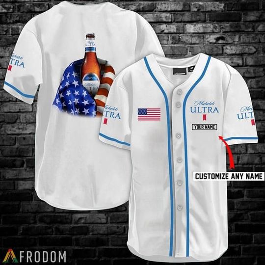 Discover Personalized Vintage White USA Flag Michelob ULTRA Jersey Shirt