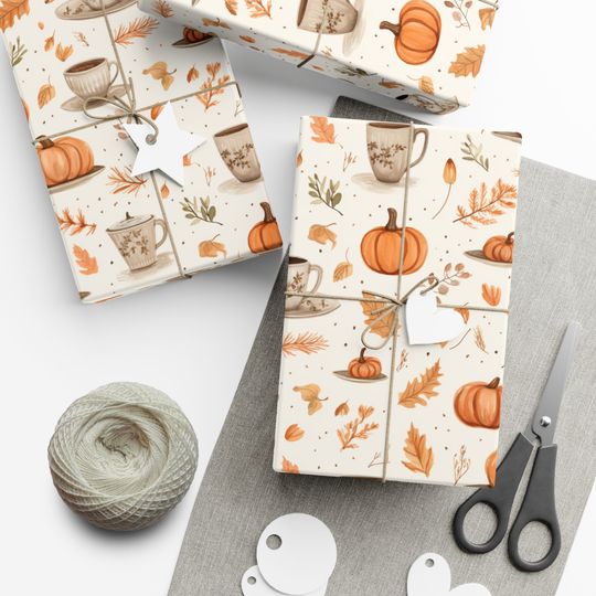 Discover Cozy Fall, Pumpkin Spice, Tea Wrapping Paper