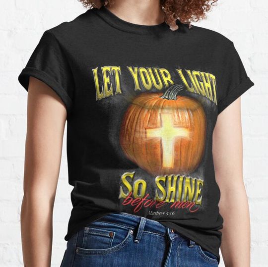 Discover Let Your Light Shine - Christian Halloween - Pumpkin Cross T-shirts