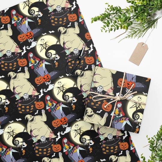 Discover Nightmarish Wrapping Paper Jack Scary Skeleton Oogie Sally Wrapping Paper