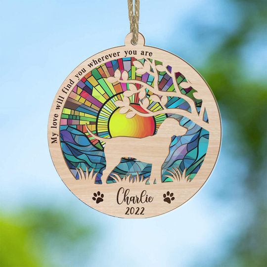 Discover Personalized Dog Breed Suncatcher, Dog Memorial Suncatcher, Pet Loss Gift