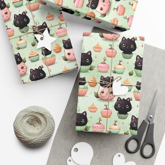Discover Black Cat Wrapping Paper Roll | Halloween Gift Wrap | Spooky Season Gift Wrap