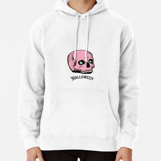 Discover Halloween Pink Skull Gothic Lettering Scary Design Hoodies