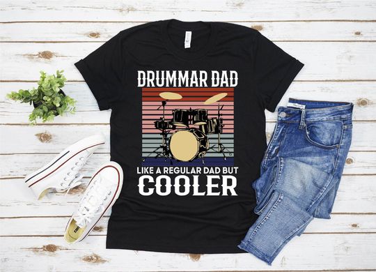 Discover Drummer Dad Like A Regular Vintage Drummer Dad T-Shirt For Men Womens Girls Boys Kids, Long Sleeve, Sweatshirt, Hoodie
