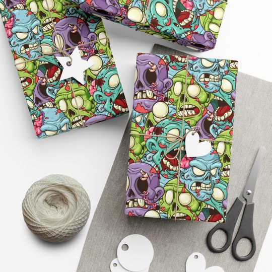 Discover Zombie Faces Halloween Wrapping Paper