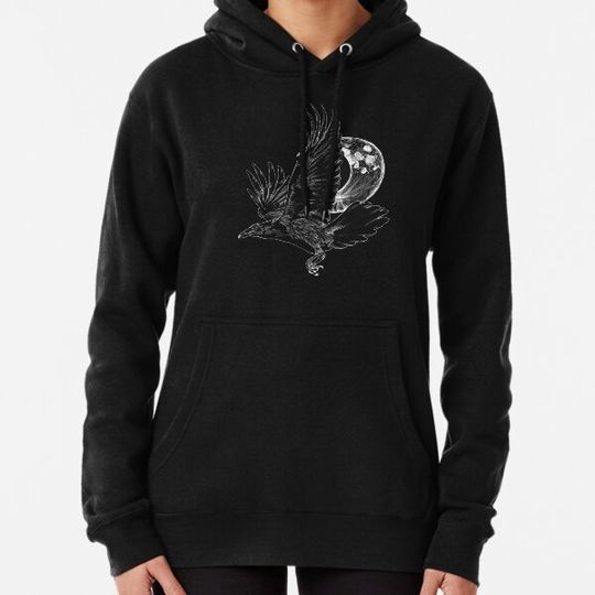 Discover Raven in Flight, Crescent Moon Hoodies