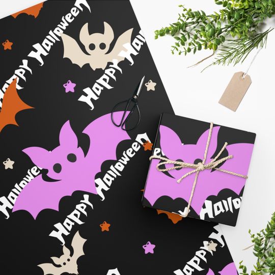 Discover Halloween Bats Wrapping Paper