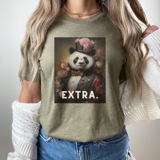 Discover Extra Fancy Fluffy Panda Bear T-Shirt with Elegant Flower Adornments