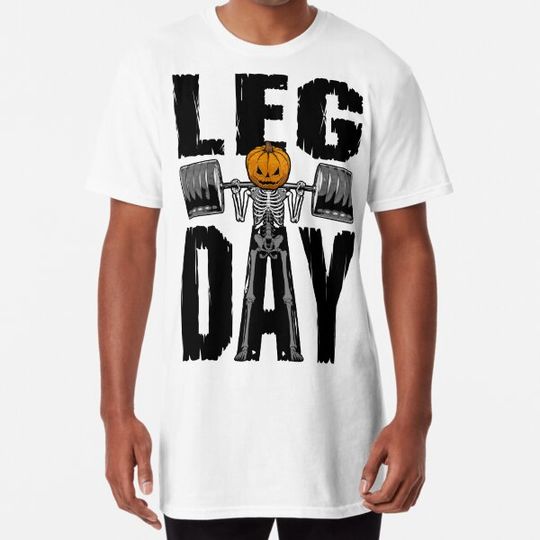 Discover Halloween Gym Leg Day Skeleton Pumpkin Goth Fitness Workout T-shirts