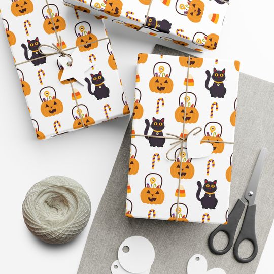 Discover Happy Halloween Cat Gift Wrap