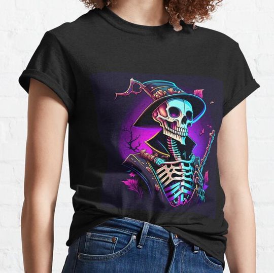 Discover Spooky Halloween Comic: Dancing Skeletons T-shirts