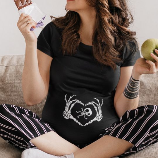 Discover Halloween Pregnancy Announcement Skeleton Shirt