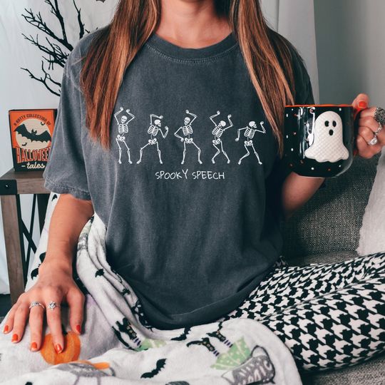 Discover Spooky Speech Skeletons Halloween T-Shirt