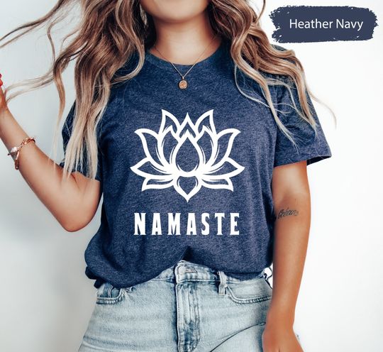 Discover Namaste Shirt, Minimalist Lotus Pattern Tee, Lotus Shirt, Meditation Shirt