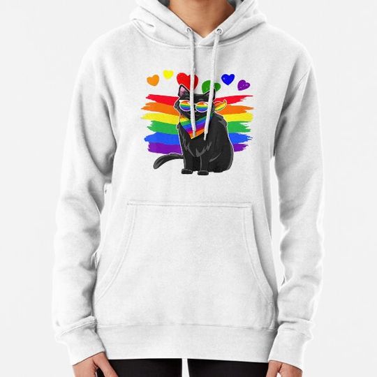 Discover Lgbt Black Cat Gay Pride Rainbow Lgbtq Hoodies