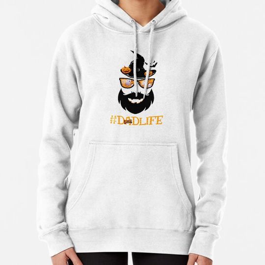 Discover Funny Bearded Dad Glasses Witchy Hat Dad Life Halloween Day Hoodies