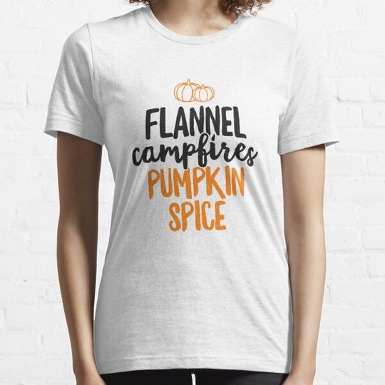 Discover Flannel Campfires Pumpkin Spice T-Shirt Fall Women Girls T-shirts