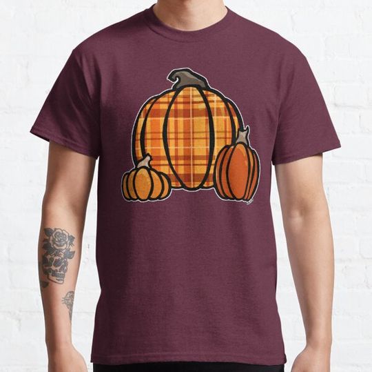 Discover Warm Plaid Pumpkin T-shirts