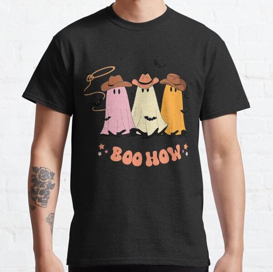 Discover Halloween Boo Haw Ghost Funny Cowboy Cowgirl Western Vintage T-shirts