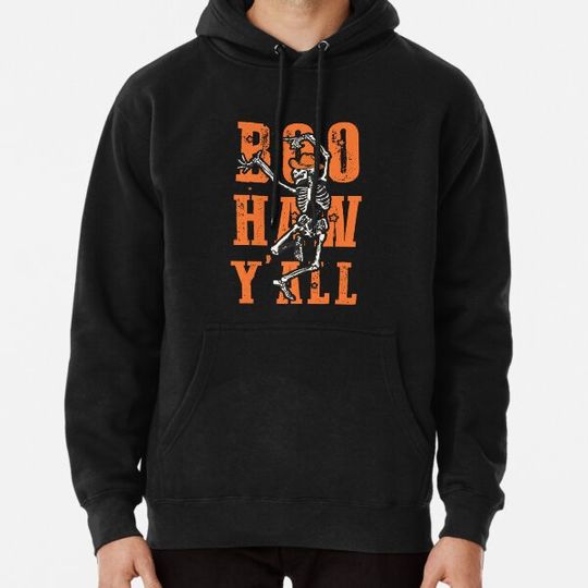 Discover Boo Haw Y'All Funny Halloween Skeleton Cowboy Hoodies