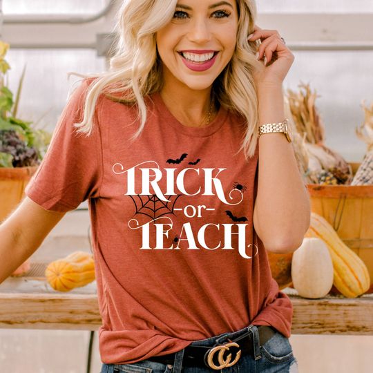 Discover Trick or Teach Funny Teacher Halloween T-Shirt