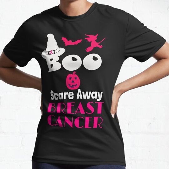 Discover Halloween boo scare away breast cancer, pink ribbon, pink pumpkin,breast cancer awareness T-shirts