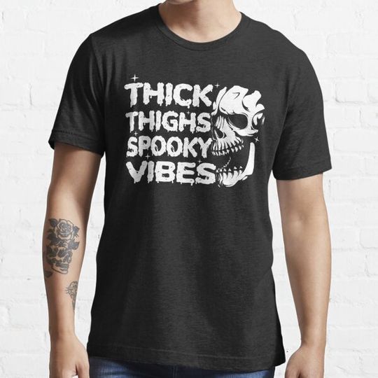 Discover thick thighs and spooky vibes Halloween witchy goth skull T-shirts