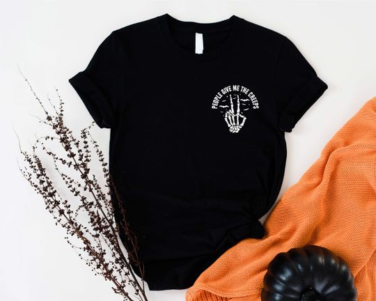 Discover People Give Me The Creeps Shirt, Skeleton Hand T-Shirt, Pocket Size Funny Halloween Shirt, Spooky Season T Shirt, Halloween Vibes Shirts