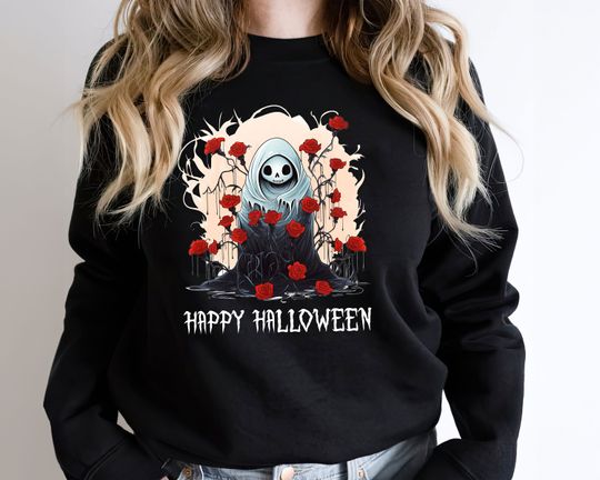 Discover Funny Ghost Spiderweb Rose Halloween Shirt