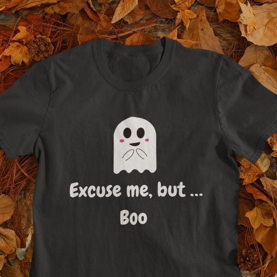 Discover Polite Ghost T-Shirt - Funny Halloween Shirt, Spooky Season Tee, Cute Ghost Apparel, Cartoon Halloween, Excuse Me But Boo, Halloween Crew