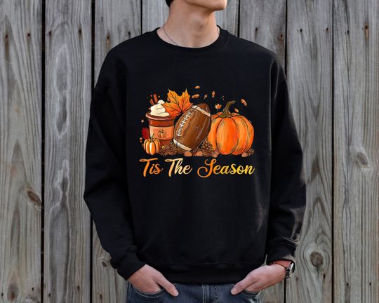 Discover Pumpkin Spice Football Tis The Season Shirt, Thanksgiving Pumpkin Shirt, Fall Shirt for Women, Fall Gift For Mom and Grandma