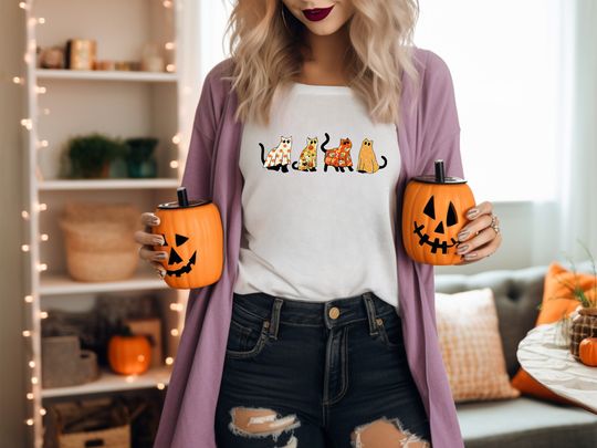 Discover Halloween Cat Spooky Shirt, Fun Apparel for Cat Lovers