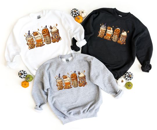 Discover Cute Scary Halloween Coffee Sweatshirt, Perfect for Fall