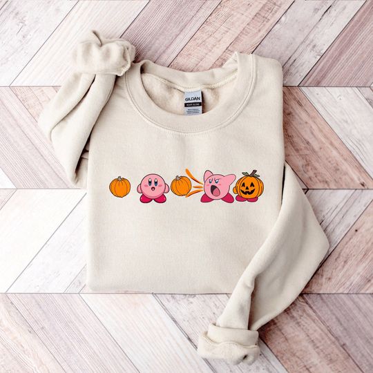 Discover Kirby Pumpkin Sweatshirt, Funny Fall Design for Autumn