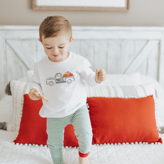 Discover Toddler Pumpkin Truck Sweatshirt, fall sweatshir, kids pumpkin shirt, halloween shirt, back to school, autumn