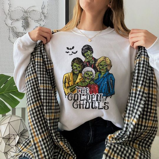 Discover Golden Ghouls Sweatshirt, Witches Zombie Sweater, Halloween Gift For Her, Funny Halloween Sweater, Sisters Sweatshirt, Vampire, Fall Sweater