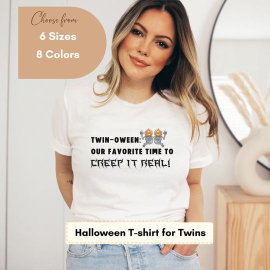 Discover Funny Halloween Skeleton Twin Shirt | Creepy Halloween Apparel