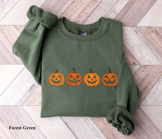 Discover Spooky Season Pumpkin Sweatshirt - Jack-o-Lantern Crewneck