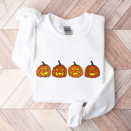 Discover Glowing Pumpkin Sweatshirt - Spooky Season Crewneck