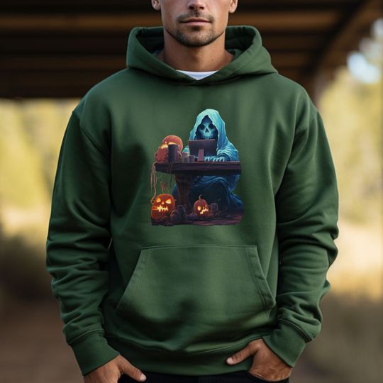 Discover Funny Gamer Ghost Halloween Hoodie - Work-from-Home Style