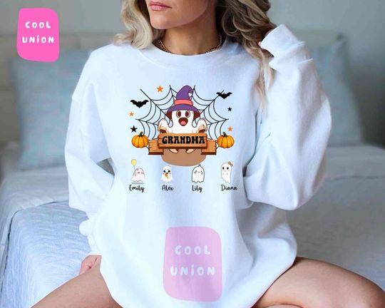 Discover Personalized Grandma Ghost Halloween Sweatshirt