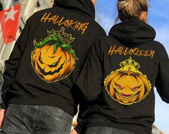 Discover Halloking Halloqueen Couple Hoodie, T-shirt, Matching Shirts, Couples Gift, Anniversary Gifts, His and Her Shirts, King and Queen Shirts