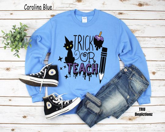 Discover Trick Or Teach Sweatshirt||Cute Teacher Halloween Sweatshirt||Halloween Gift Sweatshirt||Unisex Sweatshirt