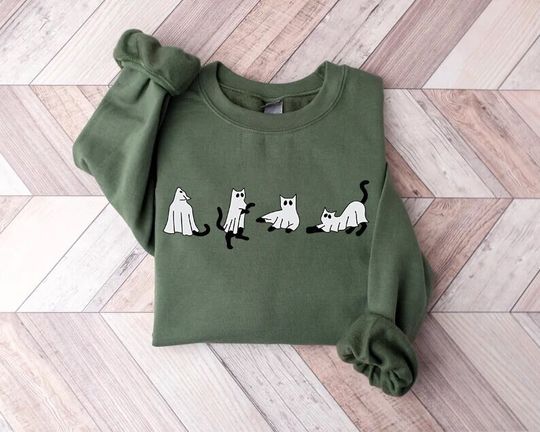 Discover Spooky Black Cat Halloween Sweatshirt Gift