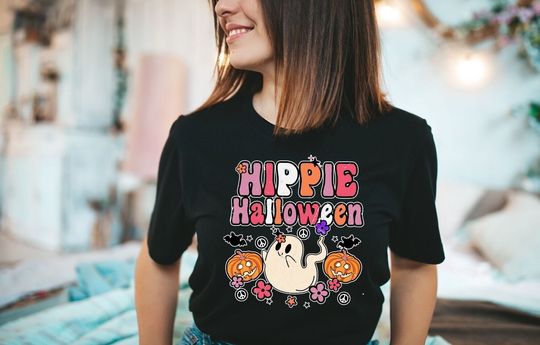 Discover Hippie Halloween Shirt with Ghost Designs for Fall
