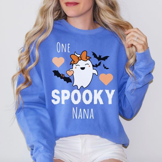 Discover One Spooky Nana  Sweatshirt, Halloween Grandmother Shirt, Cute Ghost Shirt, Halloween Gift, Funny Ghost Fleece Sweatshirt
