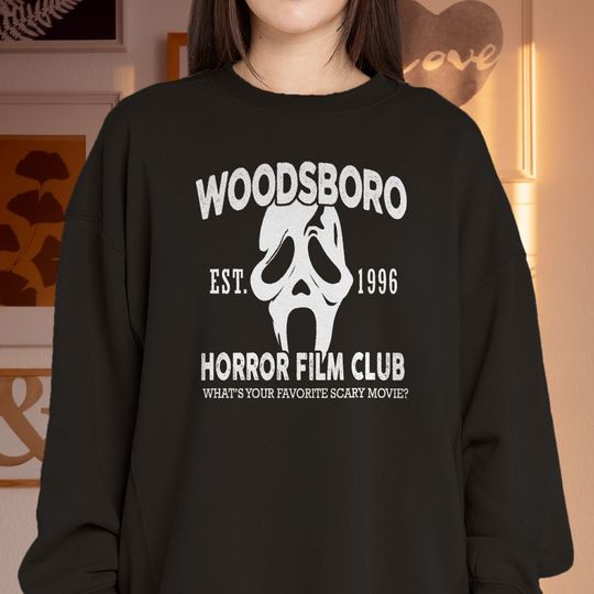 Discover Woodsboro Horror Club Sweatshirt, Scream, Scream-ghost, Thriller, Horror, Scary, Halloween Sweatshirt, Halloween Shirt, Ghost, Horror