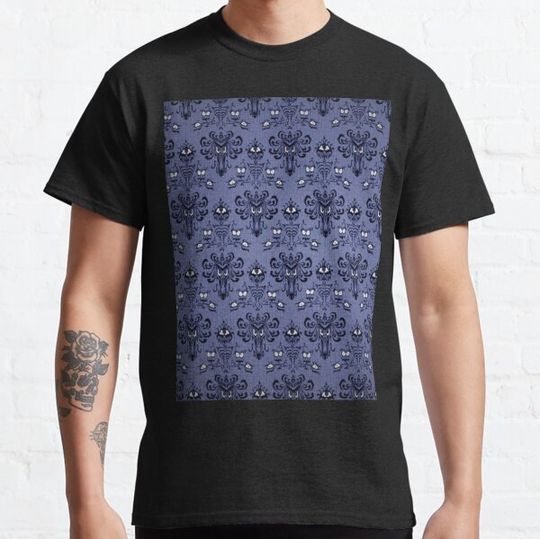 Discover Dark blue Haunted Wallpaper T-shirts