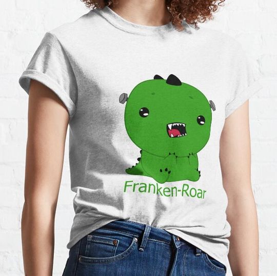 Discover Franken-Roar Dinosaur Halloween (white) T-shirts