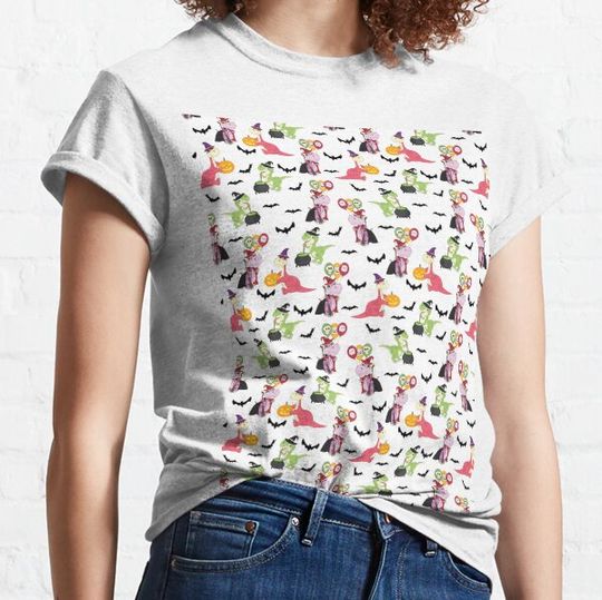Discover Fun Cartoon Dinosaur Halloween Party Design T-shirts